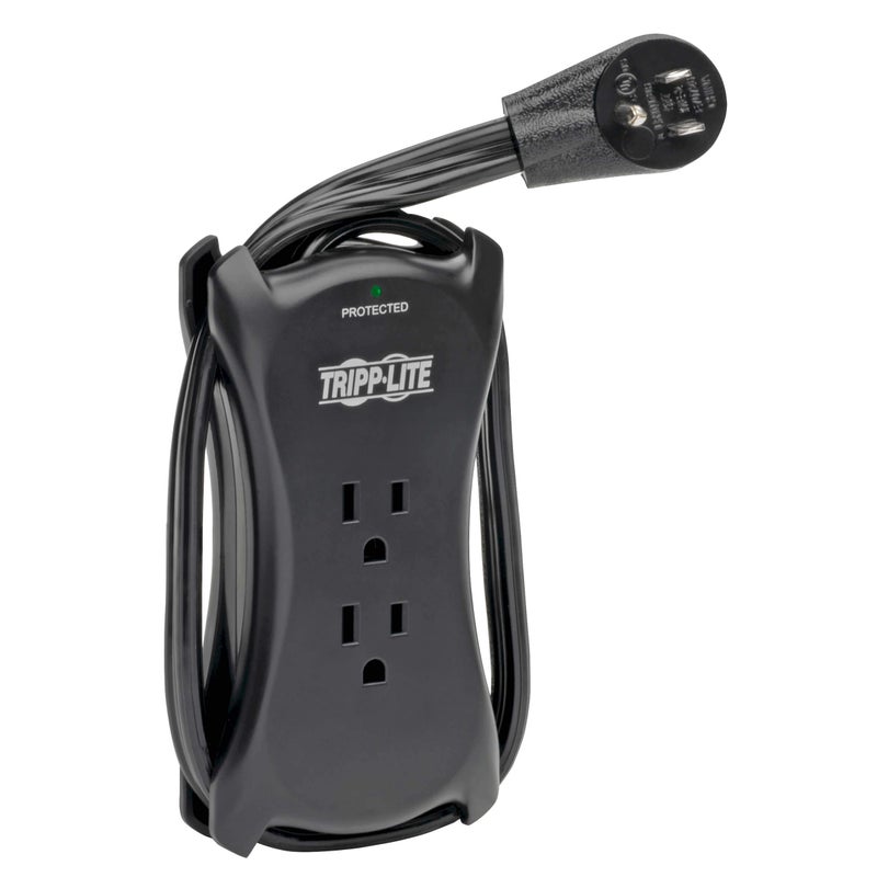 Tripp Lite Eaton Tripp Lite TRAVELER3USB Travel Power Strip & USB Charger, Flat Plug, 1050 Joule Surge Protector, 2 USB Ports, 3-Outlets, 18" Cord & Cable Wrap, $25,000 Insurance - Image 1